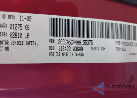 2010 Chrysler 300 Touring/Signature Series/Executive Series from USA, damaged, VIN 2C3CA5CV4AH155375